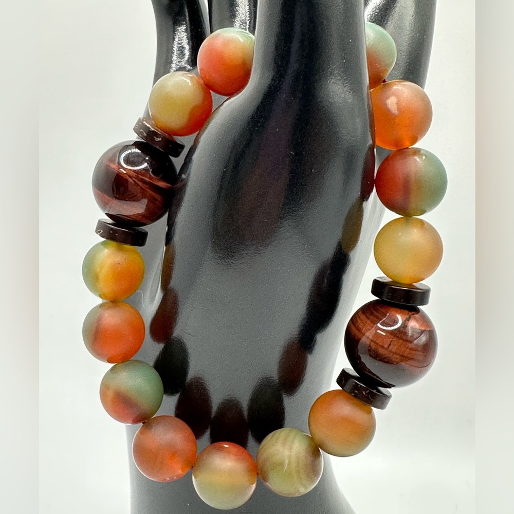 HAPPINESS PEACOCK NATURAL STONES BRACELET size 7”